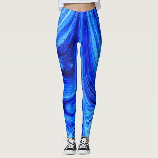 Leggings Bleu nuances d'eau couleur art (Devant)