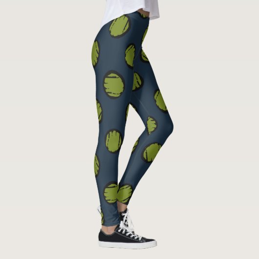 Leggings Bleu Nuit avec Points Vert Mousse (Droite)