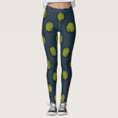 Leggings Bleu Nuit avec Points Vert Mousse (Devant)