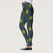 Leggings Bleu Nuit avec Points Vert Mousse (Gauche)