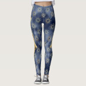 Leggings Bleu, or, Ballerina et Motif de soleil (Devant)