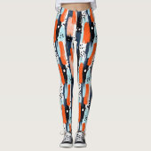 Leggings Bleu orange brosses Motif Abstrait (Devant)