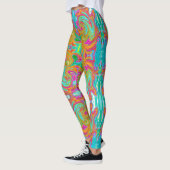 Leggings Bleu, orange et rose chaud Super Abstrait Rétro (Gauche)