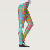 Leggings Bleu, orange et rose chaud Super Abstrait Rétro (Droite)