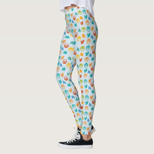 Leggings Bleu orange jaune vert Twitter Bird (Gauche)