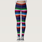 Leggings Bleu, Orange, Rose Chaud, Vert, Sarape Mexicaine (Devant)