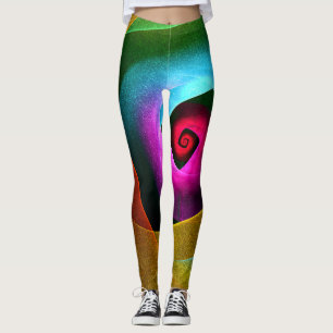 Leggings Bleu orange rose moderne Art Abstrait Motif #24