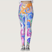 Leggings Bleu, orange, violet et fluides Turquoises (Devant)