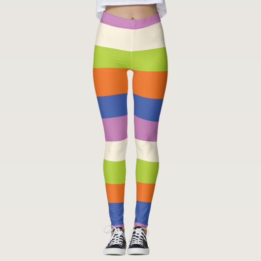 Leggings Bleu, orange, violet, vert et (Devant)