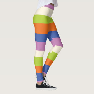 Leggings Bleu, orange, violet, vert et