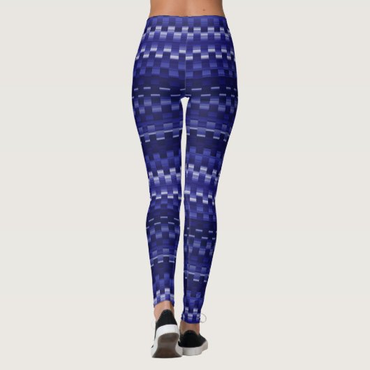 Leggings Bleu Profond Violet Trippy Stripes Cool Psychedéli (Dos)