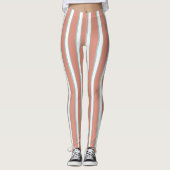 Leggings Bleu, rose et blanc rayures motif (Devant)