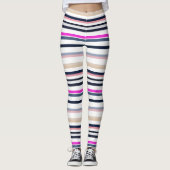 Leggings Bleu Rose et Rayures de Sable (Devant)