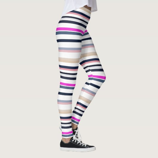 Leggings Bleu Rose et Rayures de Sable (Droite)