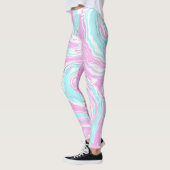 Leggings Bleu rose et Turquoise Coton Bonbons Couleurs Marb (Gauche)