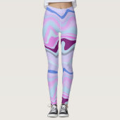Leggings Bleu, rose et violet rayures ondulées (Devant)