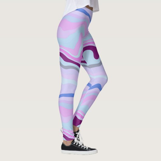 Leggings Bleu, rose et violet rayures ondulées (Droite)