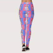 Leggings Bleu rose Kawaii mignet À damiers lapin lapin (Dos)