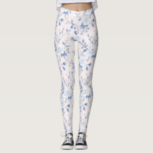 Leggings Bleu rose pâle Coeurs Floraux