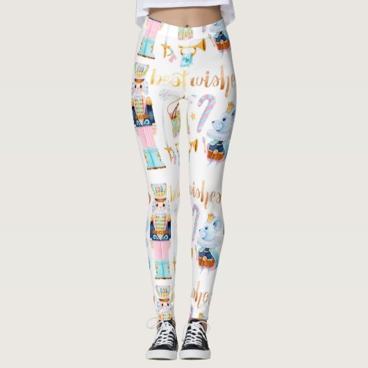 Leggings Bleu Rose Vintage Nutcracker (Devant)