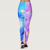 Leggings Bleu rose violet jaune blanc moderne élégant (Dos)
