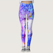 Leggings Bleu rose violet jaune blanc moderne élégant (Devant)