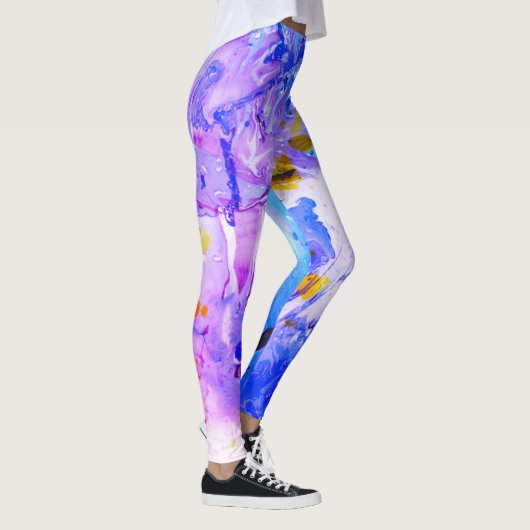 Leggings Bleu rose violet jaune blanc moderne élégant (Droite)