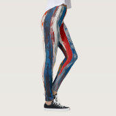 Leggings Bleu Rouge Blanc Peint Verticale Abstraites bandes (Droite)