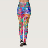 Leggings Bleu Rouge Jaune Vert Rose Turquoise Splash Abstra (Dos)