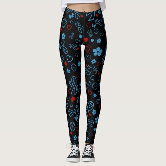 Leggings Bleu/Rouge Multi...Diabète (Devant)