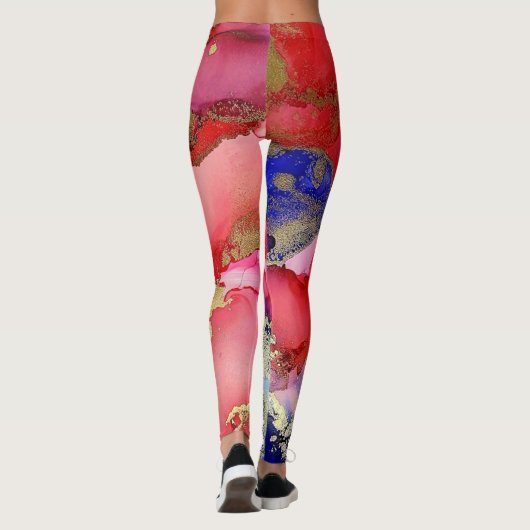 Leggings Bleu Rouge Or Liquid Art tendance (Dos)