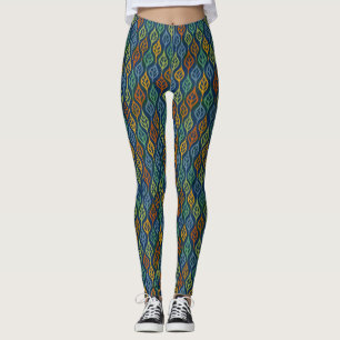 Leggings Bleu rouge orange vert Turquoise automne Feuilles