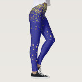 Leggings Bleu royal avec pattes d'accentuation or (Droite)