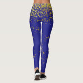 Leggings Bleu royal avec pattes d'accentuation or (Dos)