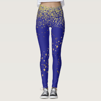 Leggings Bleu royal avec pattes d'accentuation or