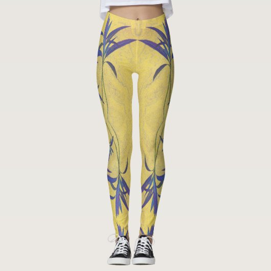 Leggings Bleu rustique et Jaune (Devant)