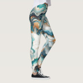 Leggings Bleu sarcelle or blanc moderne marbre agate mariag (Droite)