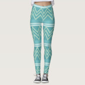 Leggings Bleu sarcelle vert chevron géométrique  (Devant)