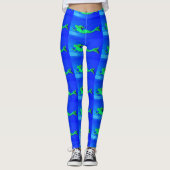 Leggings bleu sirène vert nageant (Devant)