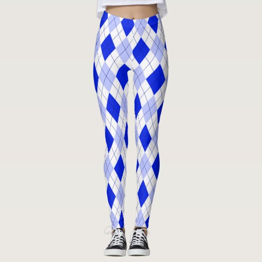 Leggings Bleu Sur Jacquard Bleu (Devant)