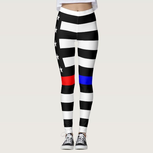 Leggings bleu thin line polirefighter (Devant)