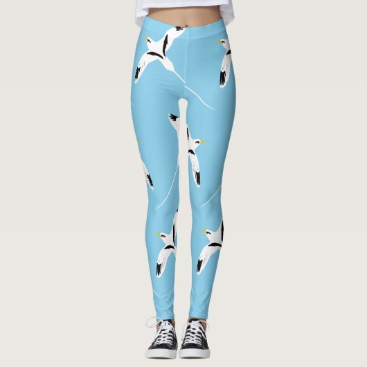 Leggings Bleu Tropicbird à queue blanche (Devant)