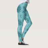 Leggings bleu turquoise, cool, abstraction fleur tendance (Droite)