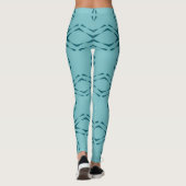 Leggings bleu turquoise, cool, abstraction fleur tendance (Dos)