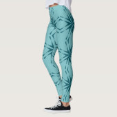 Leggings bleu turquoise, cool, abstraction fleur tendance (Gauche)
