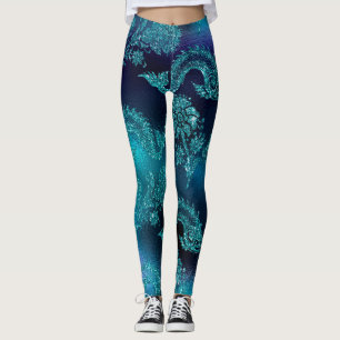 Leggings bleu turquoise du monstre Sea Dragon