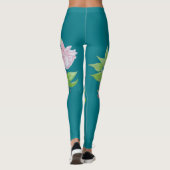 Leggings bleu turquoise et rose audacieux fleur motif flora (Dos)