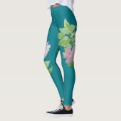 Leggings bleu turquoise et rose audacieux fleur motif flora (Gauche)