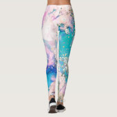 Leggings Bleu Turquoise Galaxy Holographique Parties scinti (Dos)