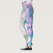 Leggings Bleu Turquoise Galaxy Holographique Parties scinti (Gauche)